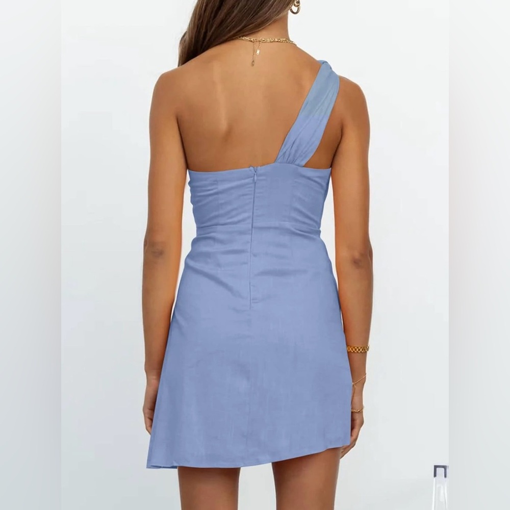 Cotton one shoulder wrap dress - Picture 4 of 12